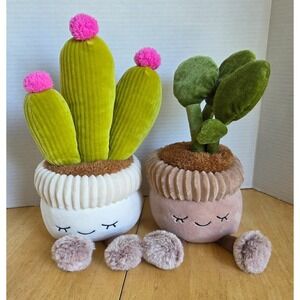 Lot of 2 Greenhouse by Russ Potted Plant Plush Toy Flowering Cactus & Succulent